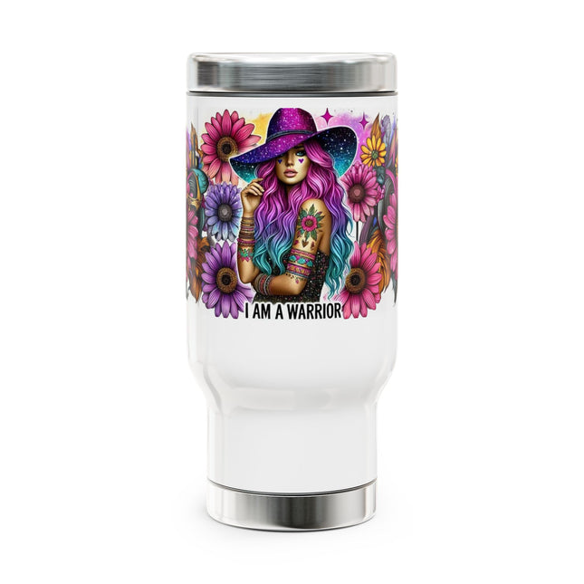 I Am A Warrior Stainless Steel Travel Mug with Handle, 14oz - NGOWE STORE