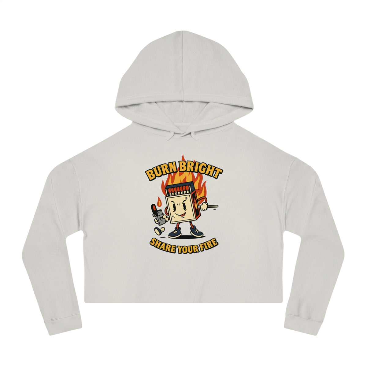 Bun Dem Summer Cropped Sweatshirt with Motivational Design Empire Edition - Burn Bright, Share Your Fire, Cute Hoodie for Women, Trendy Casual Wear, Gift for Her - NGOWE STORE