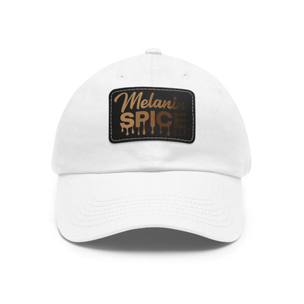 Melanin Spice Dad Hat with Leather Patch (Rectangle)