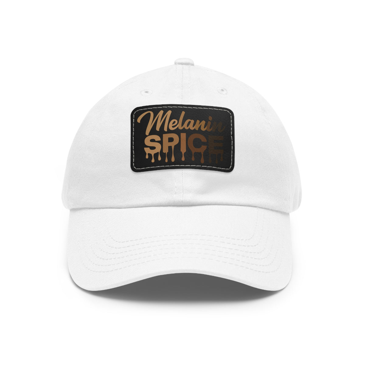 Melanin Spice Dad Hat with Leather Patch (Rectangle) - NGOWE STORE