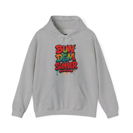 Bun Dem Summer Vibrant Summer Hoodie, Unisex Sweatshirt, Graffiti Style Apparel, Beach Theme Gift, Casual Summer Wear, Festival Clothing - NGOWE STORE