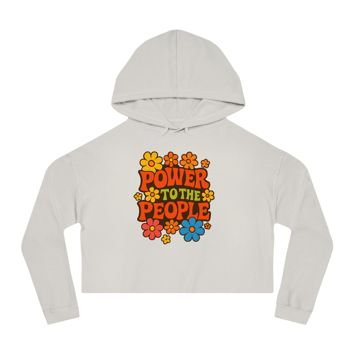Bun Dem Summer Vintage-Inspired Cropped Hoodie Empire Edition - Power to the People, Flower Power Sweatshirt, Women's Casual Wear, Boho Hoodie, Summer Festival Outfit - NGOWE STORE
