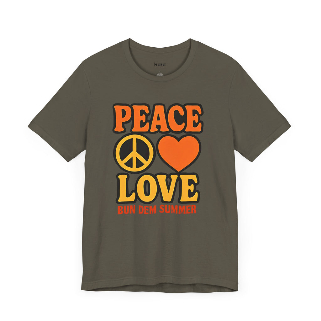 Peace & Love Summer Vibes Unisex Tee, Perfect for Festivals, Casual Outfits, Gifts, Music Events, and Spreading Positivity - NGOWE STORE