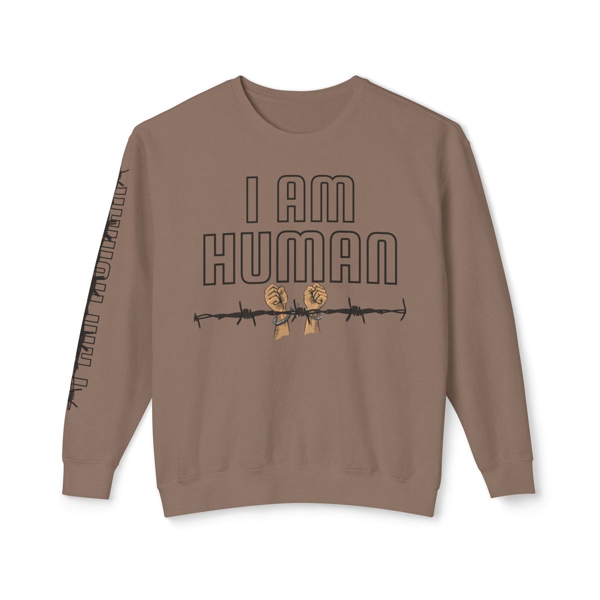 HUMAN Unisex Lightweight Crewneck Sweatshirt - 'I Am Human' Graphic - NGOWE STORE