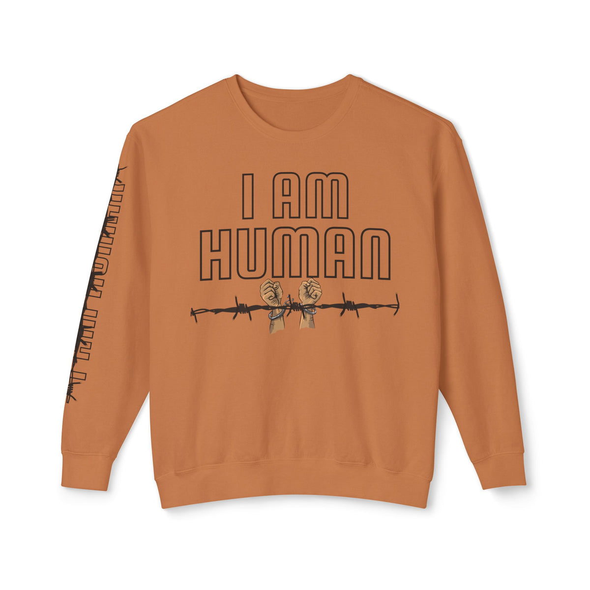 HUMAN Unisex Lightweight Crewneck Sweatshirt - 'I Am Human' Graphic - NGOWE STORE