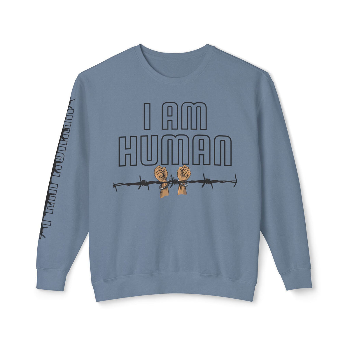 HUMAN Unisex Lightweight Crewneck Sweatshirt - 'I Am Human' Graphic - NGOWE STORE