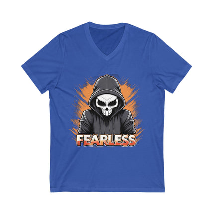 Skeleton But Still Fearless Unisex Jersey Short Sleeve V-Neck Tee - NGOWE STORE