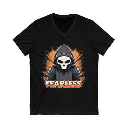 Skeleton But Still Fearless Unisex Jersey Short Sleeve V-Neck Tee - NGOWE STORE