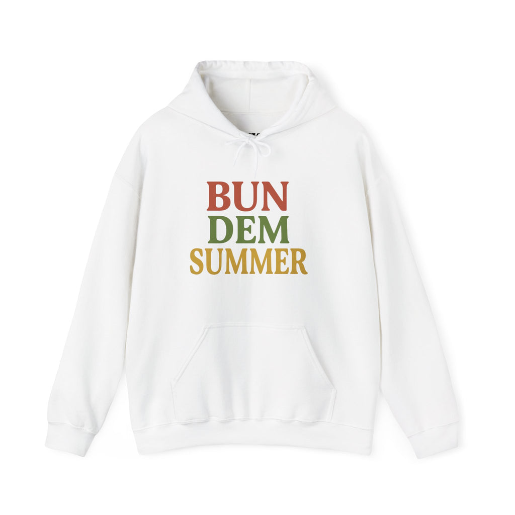 Bun Dem Summer Vibes Hooded Sweatshirt - Empire Editon Cozy Unisex Hoodie, Love Not War Casual Summer Apparel, Gift for Festivals, Outdoor Gatherings, Relaxed Style Sweatshirt - NGOWE STORE