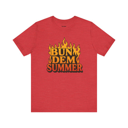BUN DEM SUMMER Vibes! Graphic Tee - Unisex Short Sleeve T-Shirt, Fun Summer Outfit, Casual Wear, Beach Day Apparel, Gift for Summer Lovers