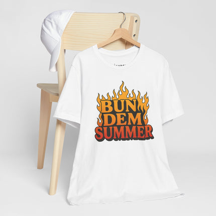 BUN DEM SUMMER Vibes! Graphic Tee - Unisex Short Sleeve T-Shirt, Fun Summer Outfit, Casual Wear, Beach Day Apparel, Gift for Summer Lovers