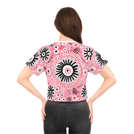 Pink Flowered Crop Tee (AOP) - NGOWE STORE