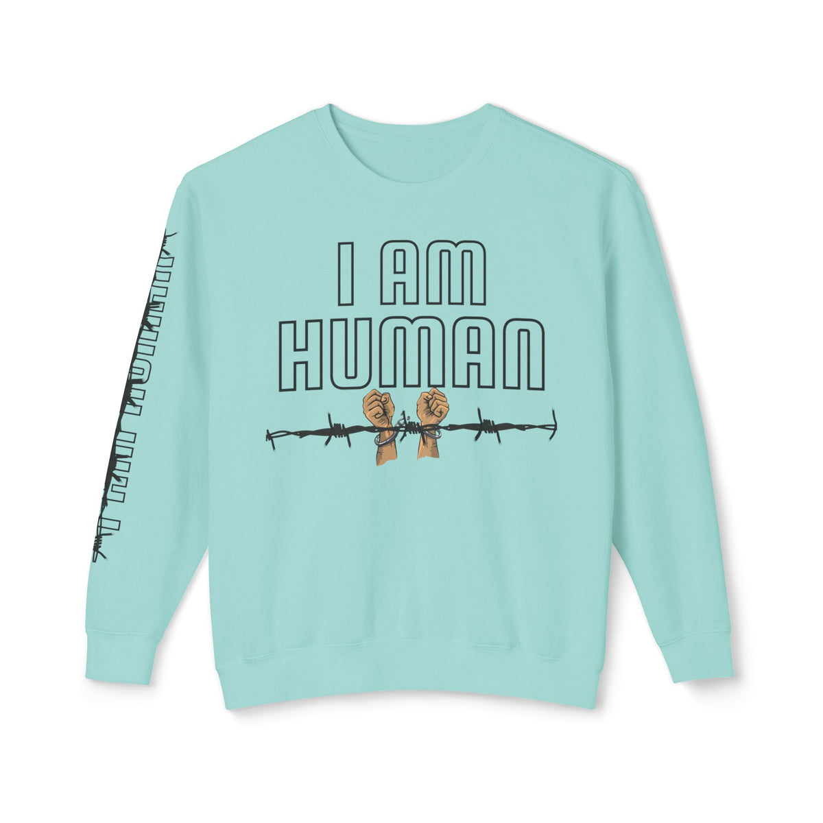 HUMAN Unisex Lightweight Crewneck Sweatshirt - 'I Am Human' Graphic - NGOWE STORE