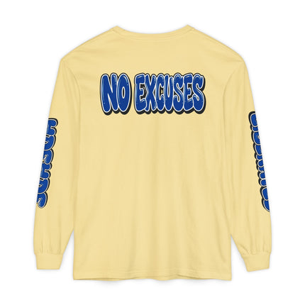 FEARLESS “AdeAde No Excuses” Long Sleeve T-Shirt | NGOWE Fearless Collection – Unisex Motivation Garment-dyed