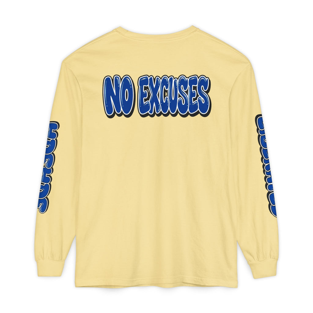 FEARLESS “AdeAde No Excuses” Long Sleeve T-Shirt | NGOWE Fearless Collection – Unisex Motivation Garment-dyed - NGOWE STORE