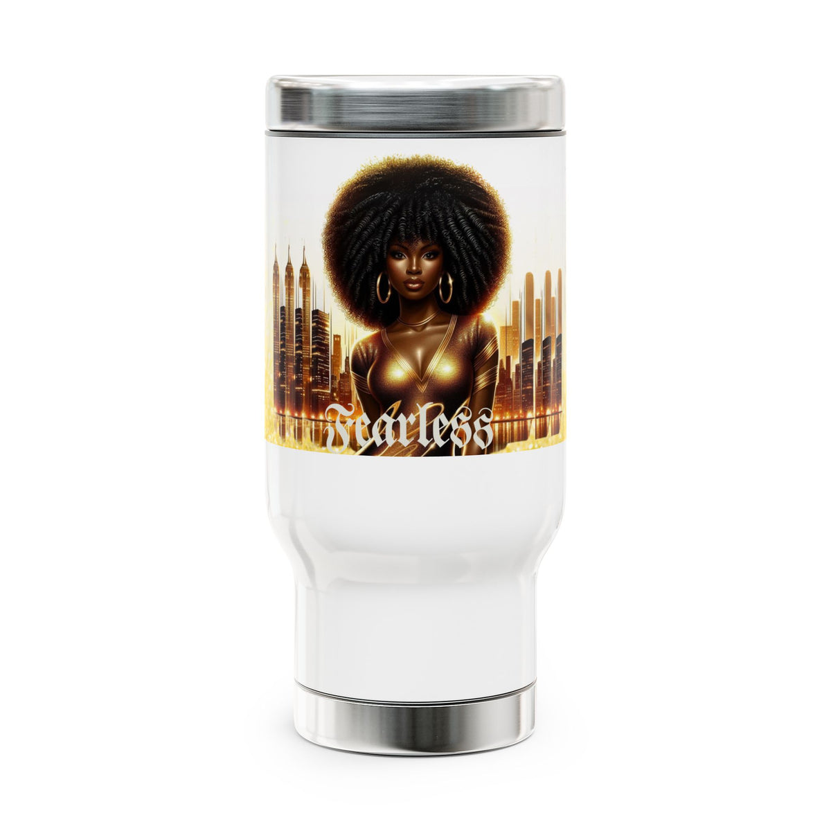 Fearless in The City Stainless Steel Travel Mug with Handle, 14oz - NGOWE STORE