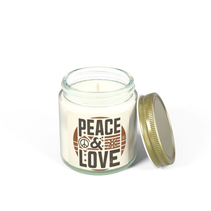 Peace & Love Scented Candles, Coconut Apricot Wax (4oz, 9oz)