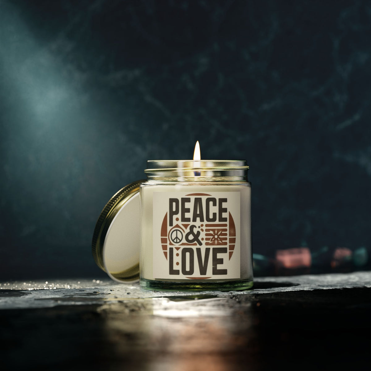Peace & Love Scented Candles, Coconut Apricot Wax (4oz, 9oz) - NGOWE STORE