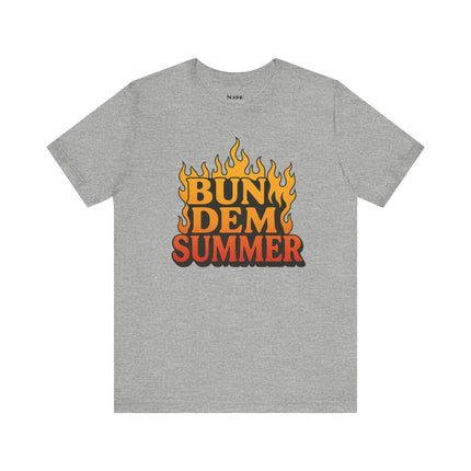 BUN DEM SUMMER Vibes! Graphic Tee - Unisex Short Sleeve T-Shirt, Fun Summer Outfit, Casual Wear, Beach Day Apparel, Gift for Summer Lovers