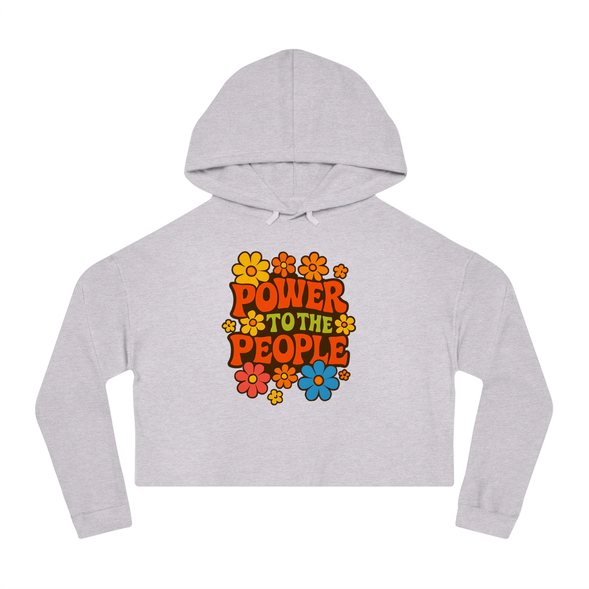 Bun Dem Summer Vintage-Inspired Cropped Hoodie Empire Edition - Power to the People, Flower Power Sweatshirt, Women's Casual Wear, Boho Hoodie, Summer Festival Outfit - NGOWE STORE