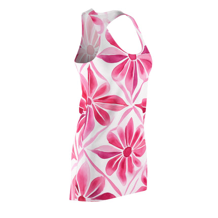 Pink Floral Women's Cut & Sew Racerback Dress (AOP)