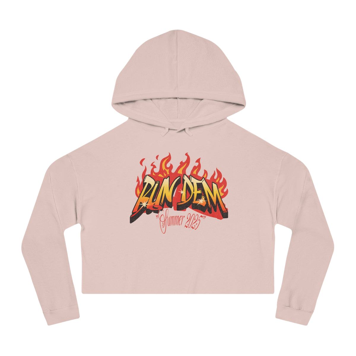 Bun Dem Summer Flaming Summer Vibes Cropped Hoodie Empire Edition - Women’s Casual Wear, Trendy Sweatshirt, Summer Fashion, Gift for Her, Streetwear Style - NGOWE STORE