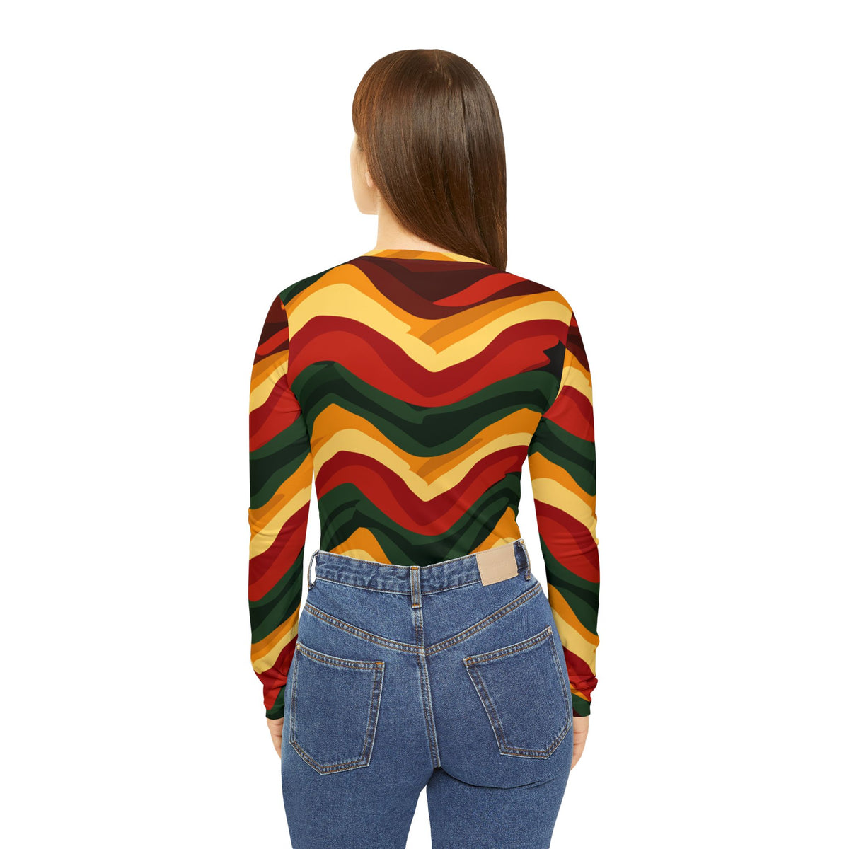Waves Women's Long Sleeve V-neck Shirt (AOP) - NGOWE STORE