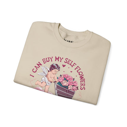 Valentine's Can Buy Myself Flowers Unisex Heavy Blend™ Crewneck Sweatshirt