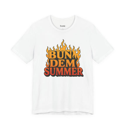 BUN DEM SUMMER Vibes! Graphic Tee - Unisex Short Sleeve T-Shirt, Fun Summer Outfit, Casual Wear, Beach Day Apparel, Gift for Summer Lovers
