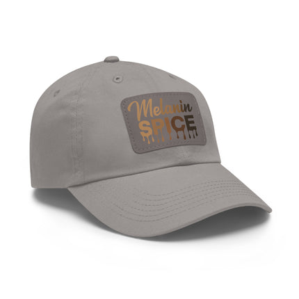 Melanin Spice Dad Hat with Leather Patch (Rectangle)