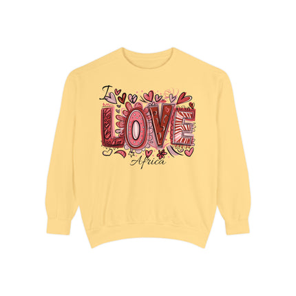 I Love Africa Unisex Garment-Dyed Sweatshirt