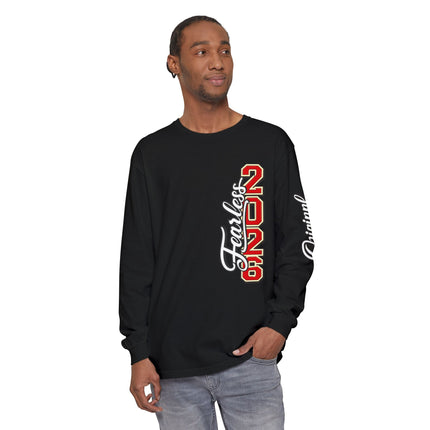 ORIGINAL FIRE™ 2026 — Fearless Long Sleeve. Unisex Garment-dyed Long Sleeve T-Shirt