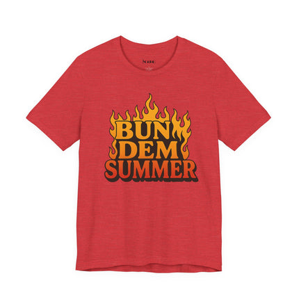BUN DEM SUMMER Vibes! Graphic Tee - Unisex Short Sleeve T-Shirt, Fun Summer Outfit, Casual Wear, Beach Day Apparel, Gift for Summer Lovers