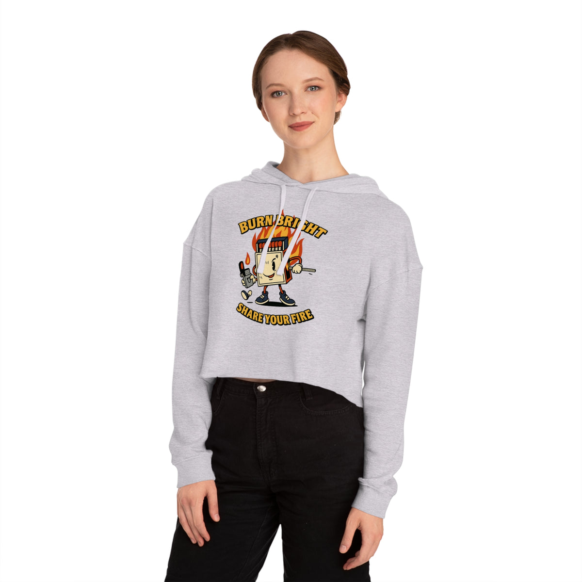 Bun Dem Summer Cropped Sweatshirt with Motivational Design Empire Edition - Burn Bright, Share Your Fire, Cute Hoodie for Women, Trendy Casual Wear, Gift for Her - NGOWE STORE