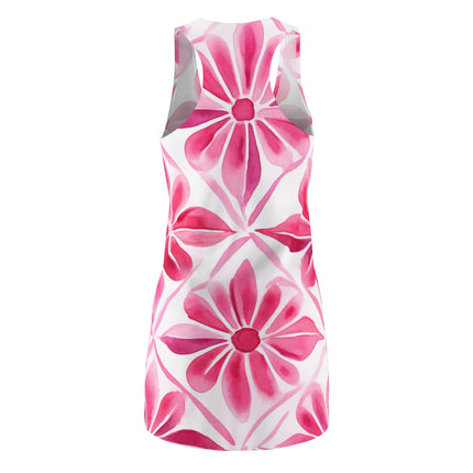 Pink Floral Women's Cut & Sew Racerback Dress (AOP)