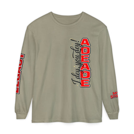 AdeAde “I Deh, You Deh?” — Original • My Story • Legacy Edition Unisex Garment-dyed Long Sleeve T-Shirt