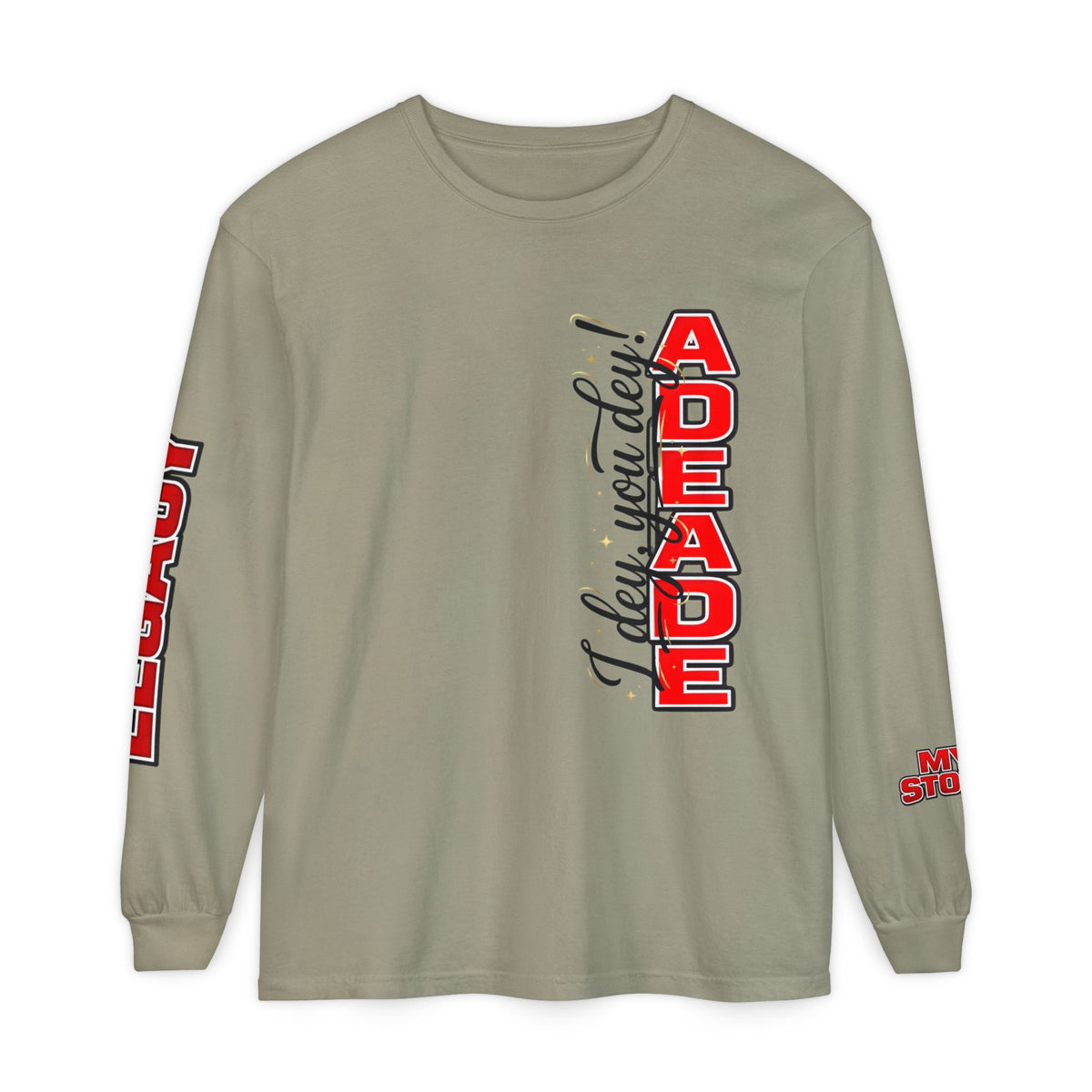 AdeAde “I Deh, You Deh?” — Original • My Story • Legacy Edition Unisex Garment-dyed Long Sleeve T-Shirt - NGOWE STORE
