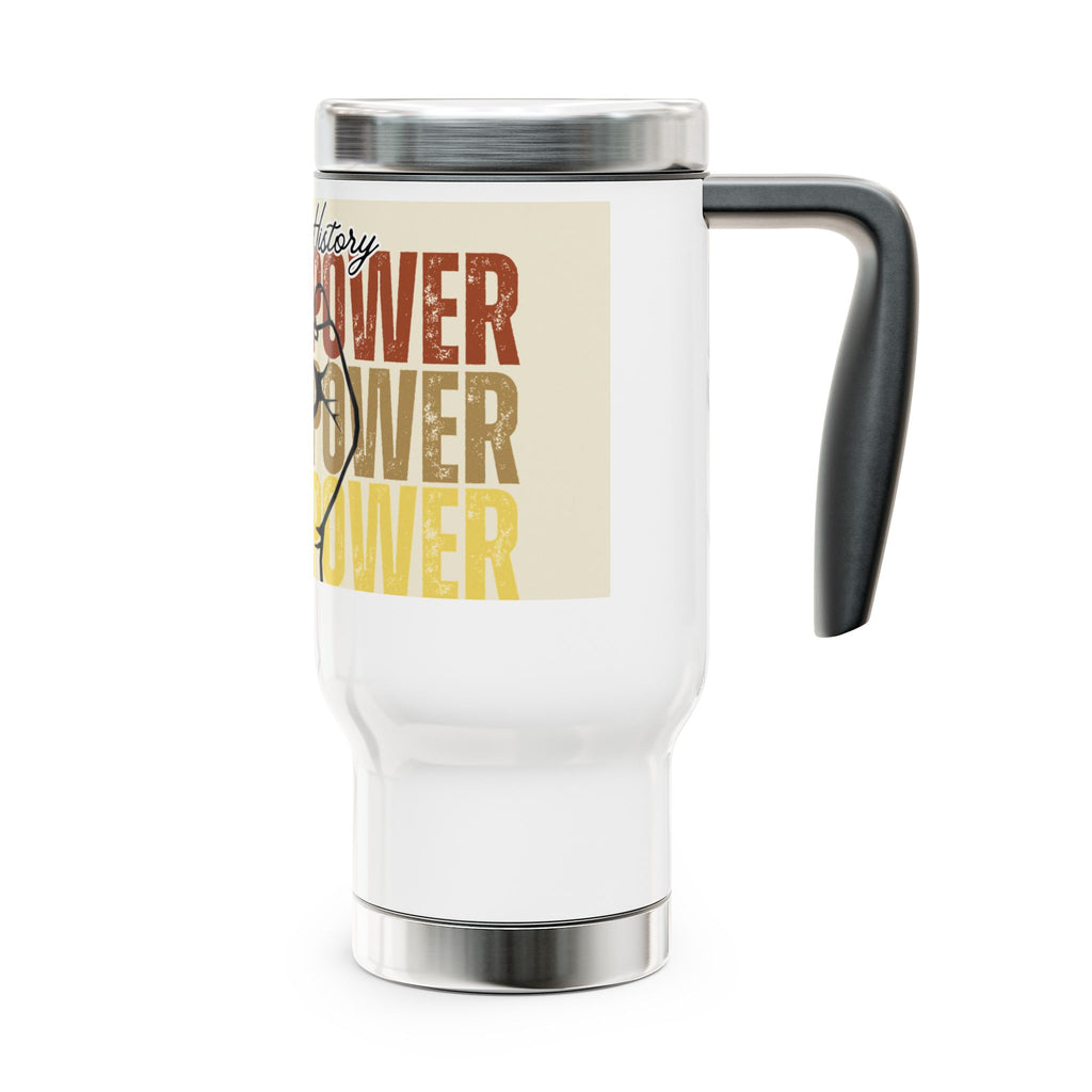 Black History Black Power Stainless Steel Travel Mug with Handle, 14oz - NGOWE STORE