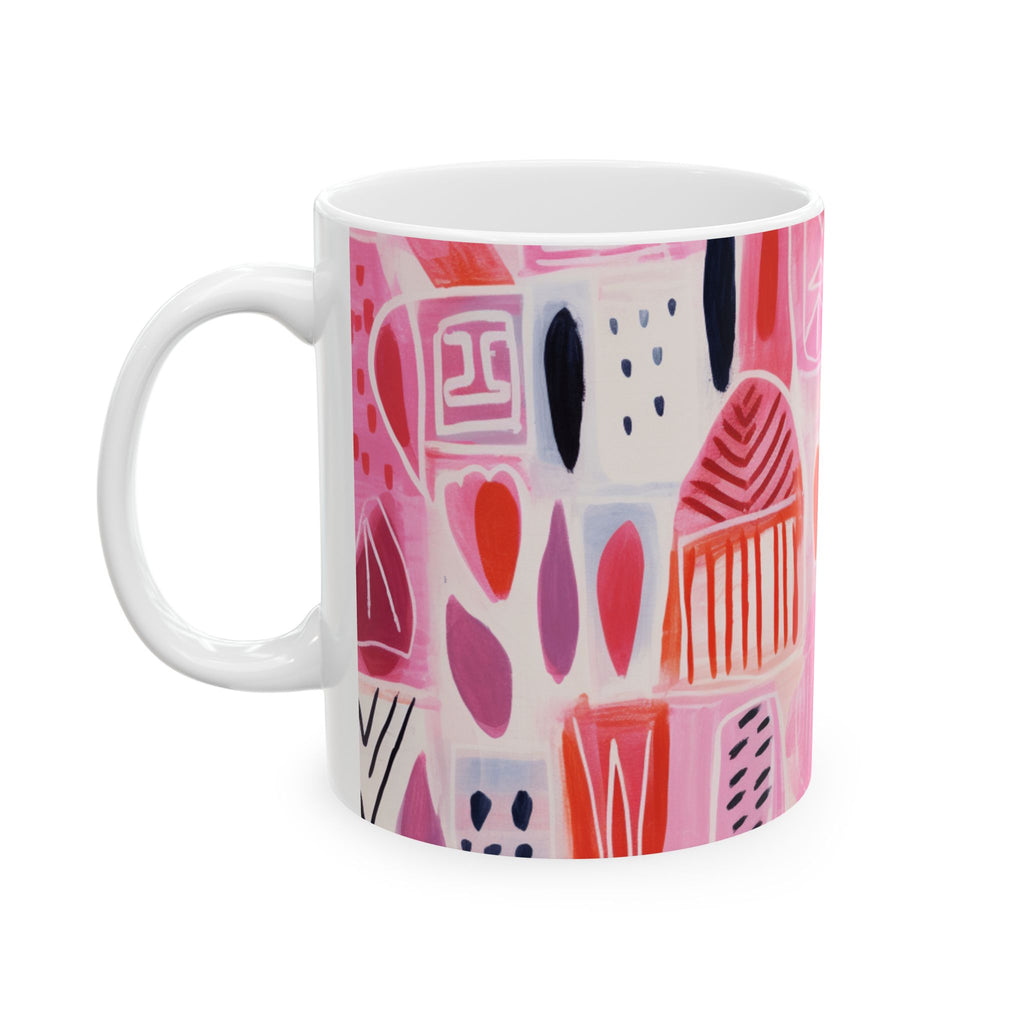 Pink African Print Ceramic Mug 11oz - NGOWE STORE