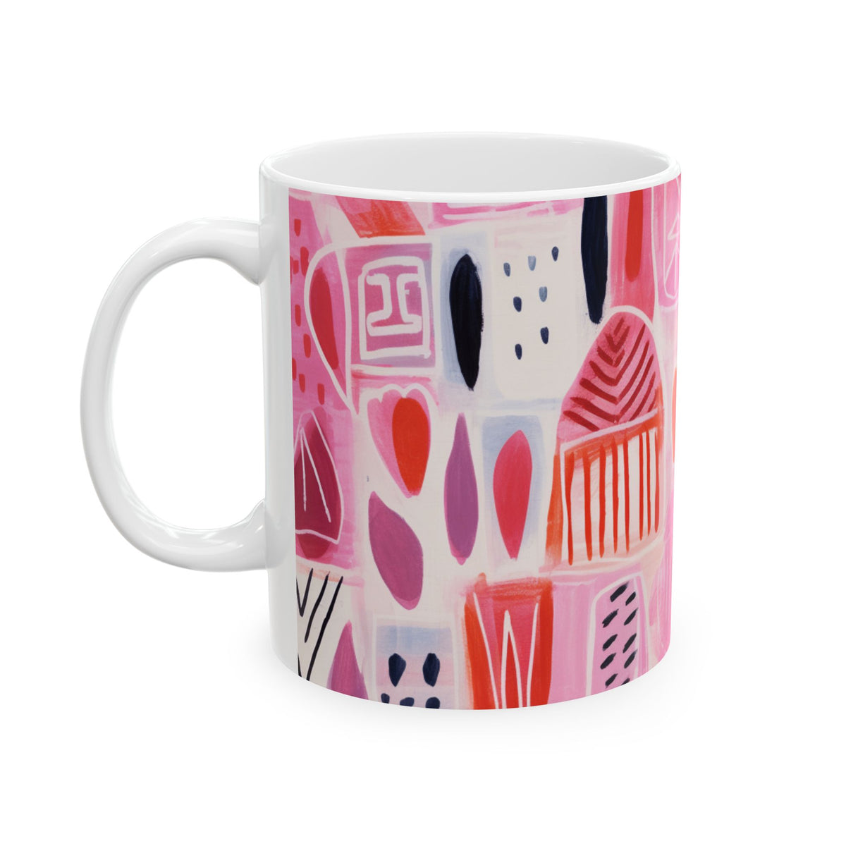 Pink African Print Ceramic Mug 11oz - NGOWE STORE