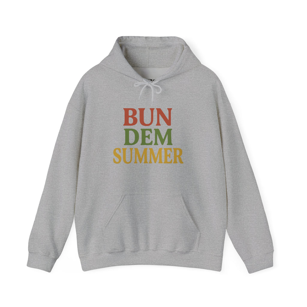 Bun Dem Summer Vibes Hooded Sweatshirt - Empire Editon Cozy Unisex Hoodie, Love Not War Casual Summer Apparel, Gift for Festivals, Outdoor Gatherings, Relaxed Style Sweatshirt - NGOWE STORE