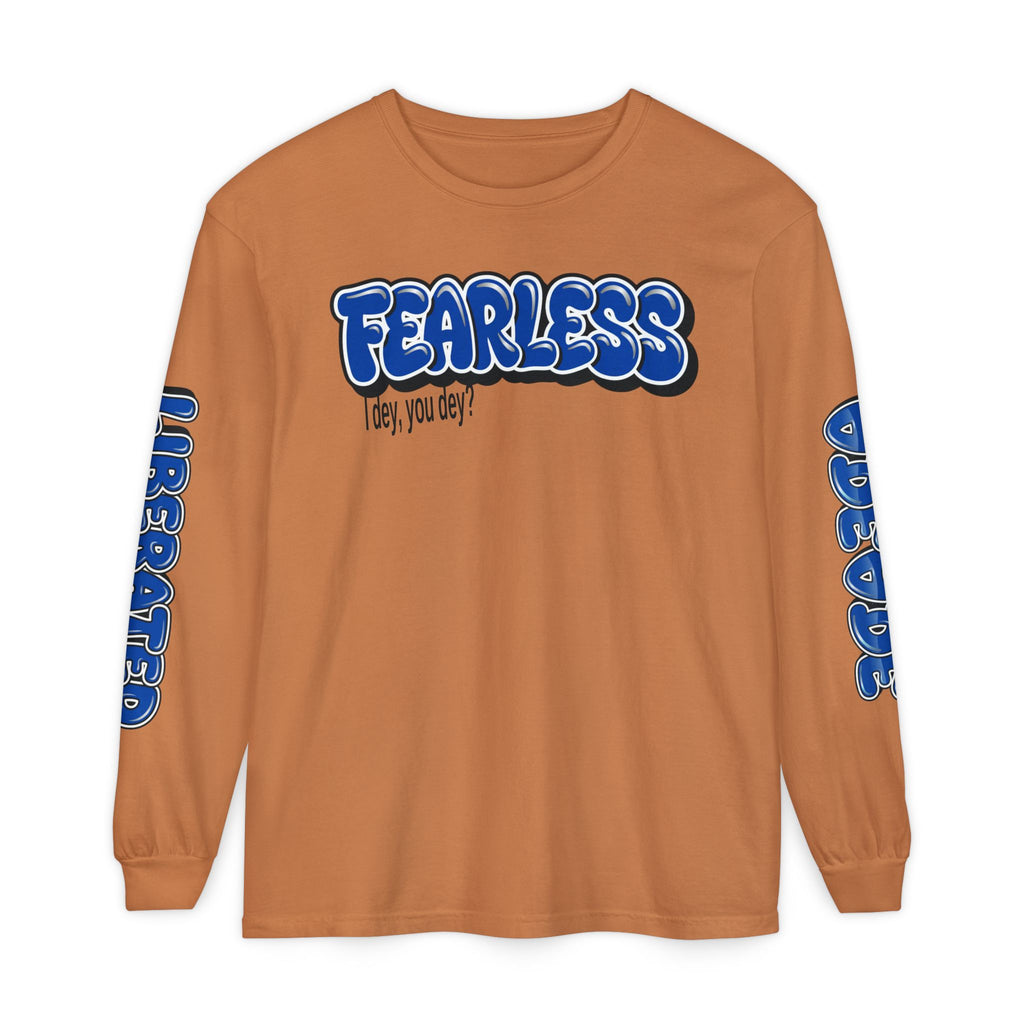 FEARLESS “AdeAde No Excuses” Long Sleeve T-Shirt | NGOWE Fearless Collection – Unisex Motivation Garment-dyed - NGOWE STORE