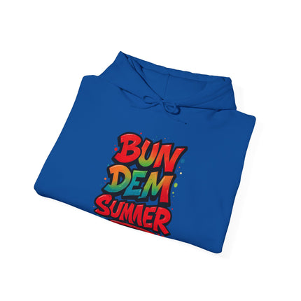 Bun Dem Summer Vibrant Summer Hoodie, Unisex Sweatshirt, Graffiti Style Apparel, Beach Theme Gift, Casual Summer Wear, Festival Clothing - NGOWE STORE