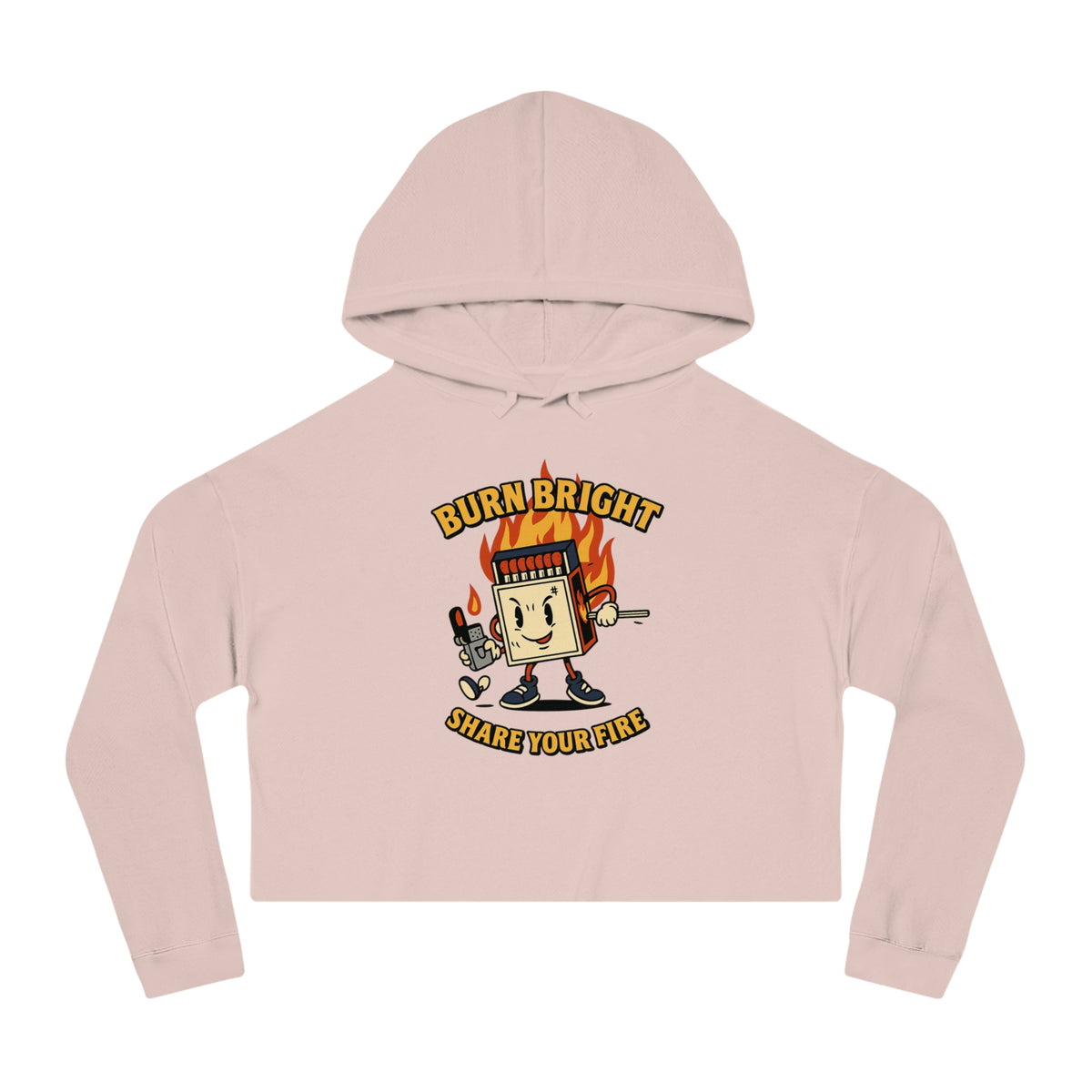 Bun Dem Summer Cropped Sweatshirt with Motivational Design Empire Edition - Burn Bright, Share Your Fire, Cute Hoodie for Women, Trendy Casual Wear, Gift for Her - NGOWE STORE