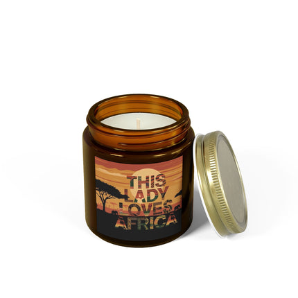 This Lady Loves Africa Scented Candles, Coconut Apricot Wax (4oz, 9oz)