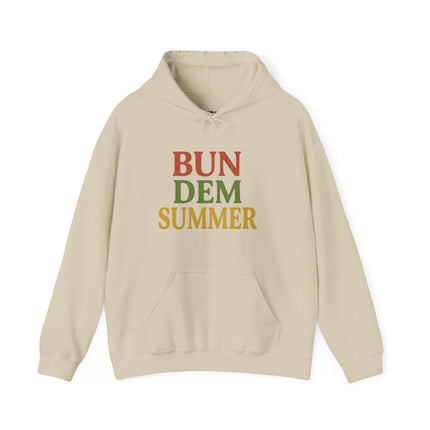 Bun Dem Summer Vibes Hooded Sweatshirt - Empire Editon Cozy Unisex Hoodie, Love Not War Casual Summer Apparel, Gift for Festivals, Outdoor Gatherings, Relaxed Style Sweatshirt - NGOWE STORE