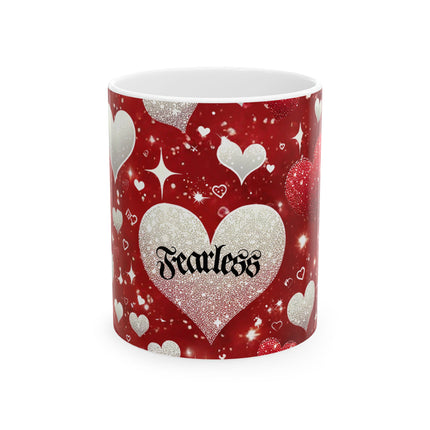 Valentine's Fearless Heart Ceramic Mug, (11oz, 15oz)