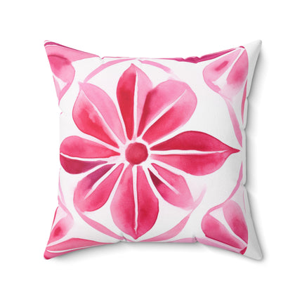 Pink Flower Spun Polyester Square Pillow - NGOWE STORE