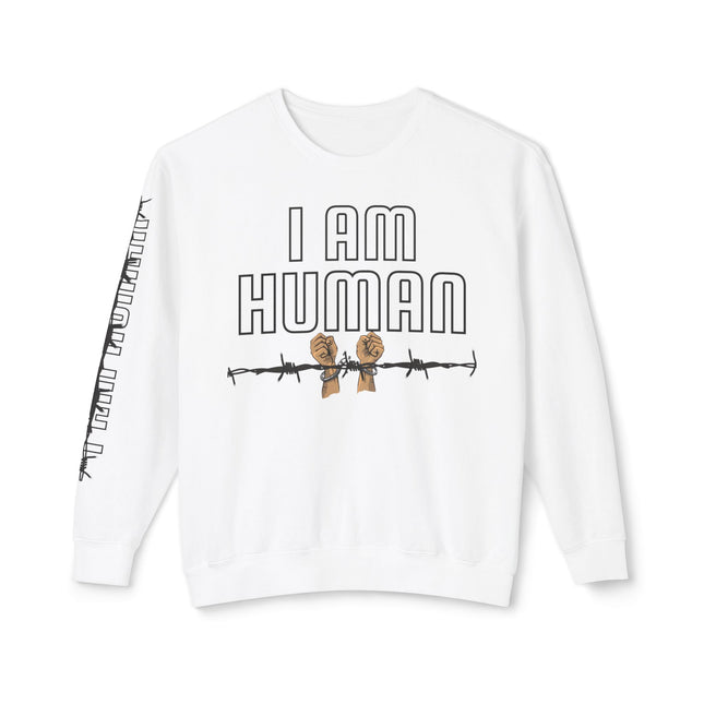 HUMAN Unisex Lightweight Crewneck Sweatshirt - 'I Am Human' Graphic - NGOWE STORE