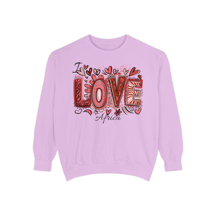 I Love Africa Unisex Garment-Dyed Sweatshirt